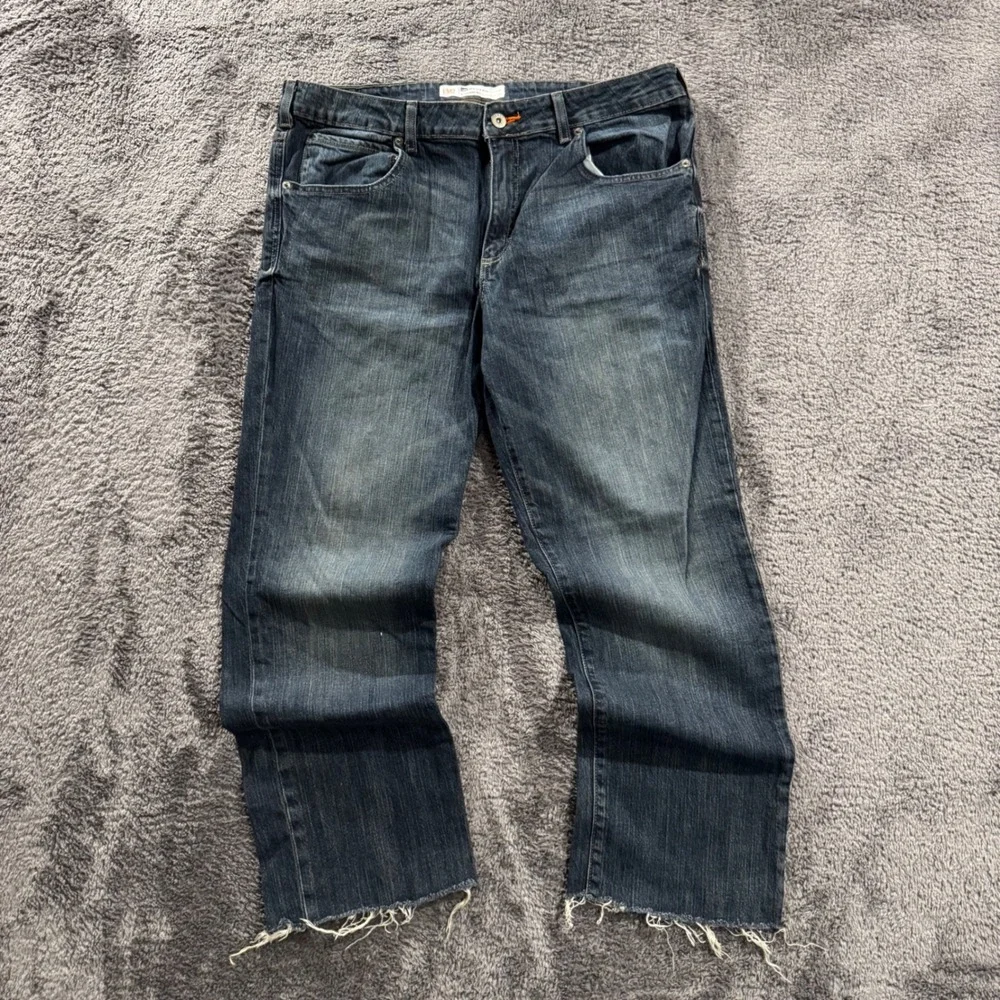 Lee Modern Series Mens Straight Fit Jeans Dark Wash Raw Hem 38x30 L342